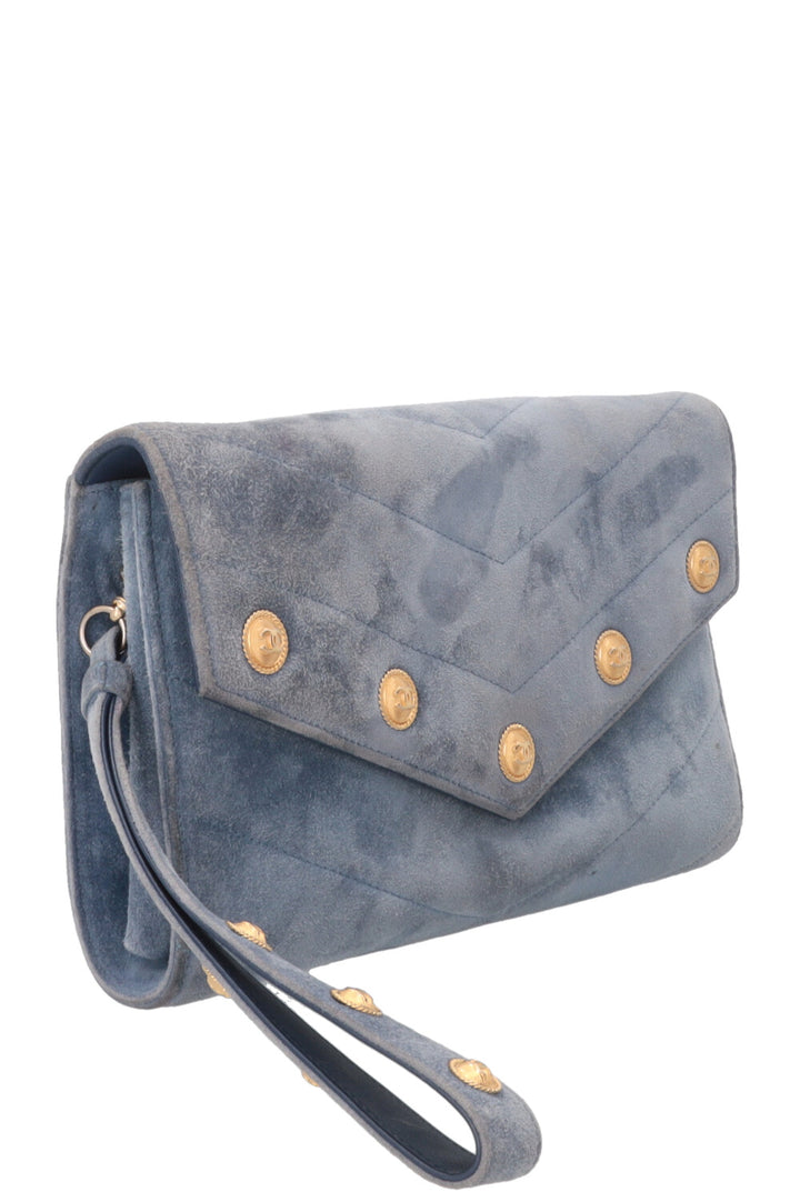CHANEL Paris-Hamburg CC Button Flap Clutch Suede