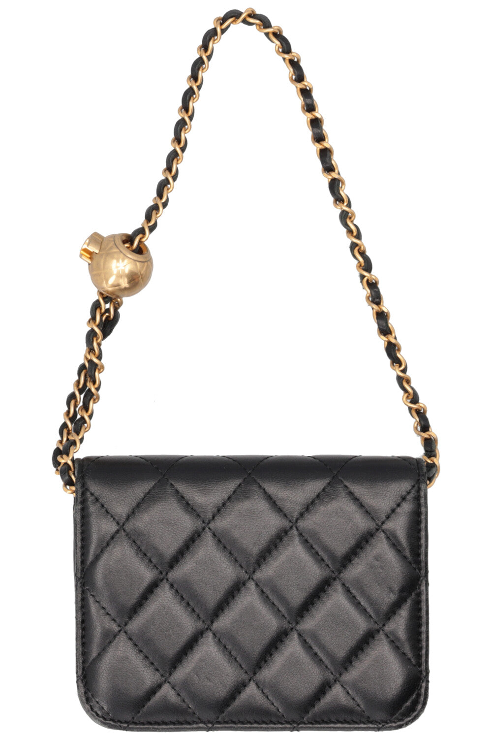 CHANEL Pearl Crush Flap Clutch Mini Leather Black