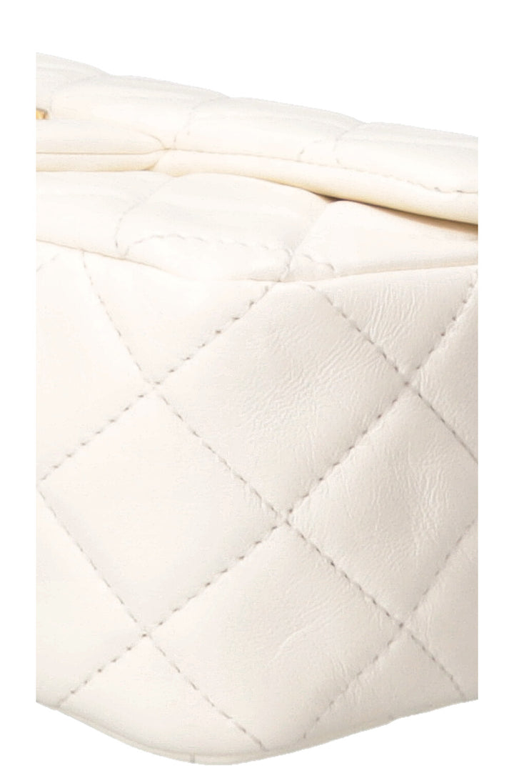 CHANEL Pearl Crush Sac à rabat rectangulaire en cuir blanc