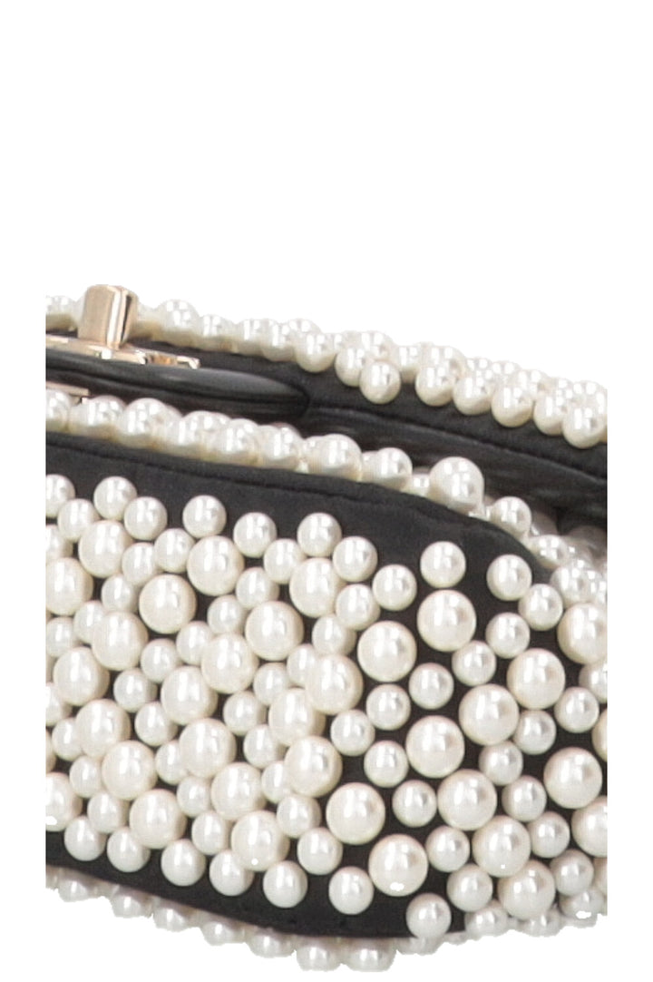 CHANEL Pearl Flap Bag Small Satin Black