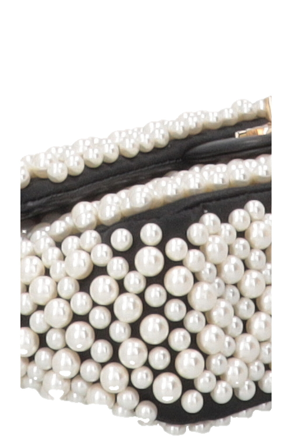 CHANEL Pearl Flap Bag Small Satin Black