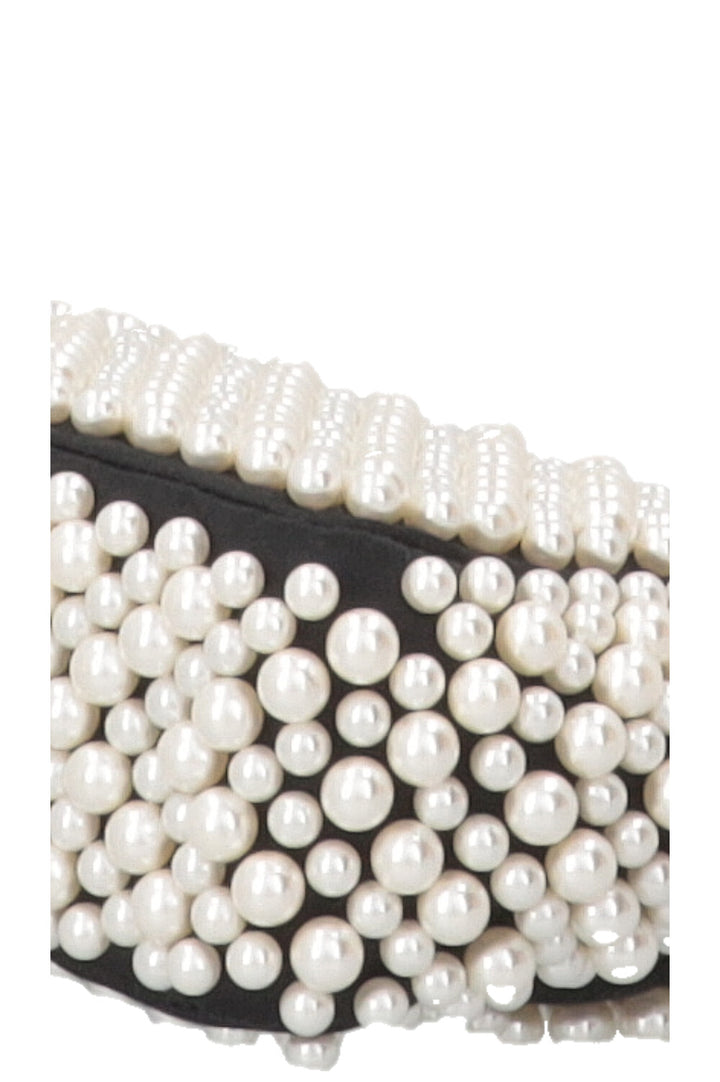 CHANEL Pearl Flap Bag Small Satin Black