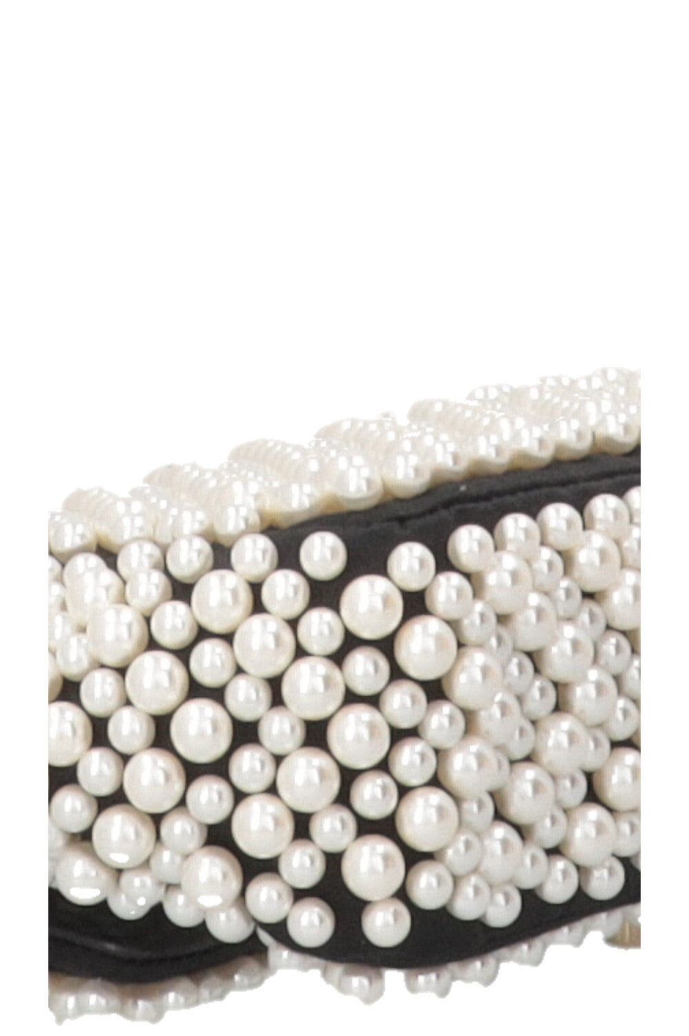CHANEL Pearl Flap Bag Small Satin Black