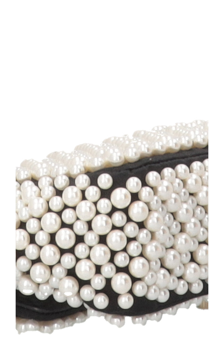CHANEL Pearl Flap Bag Small Satin Black