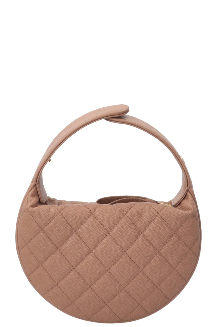Pochette CHANEL Polly Pocket en cuir caviar beige
