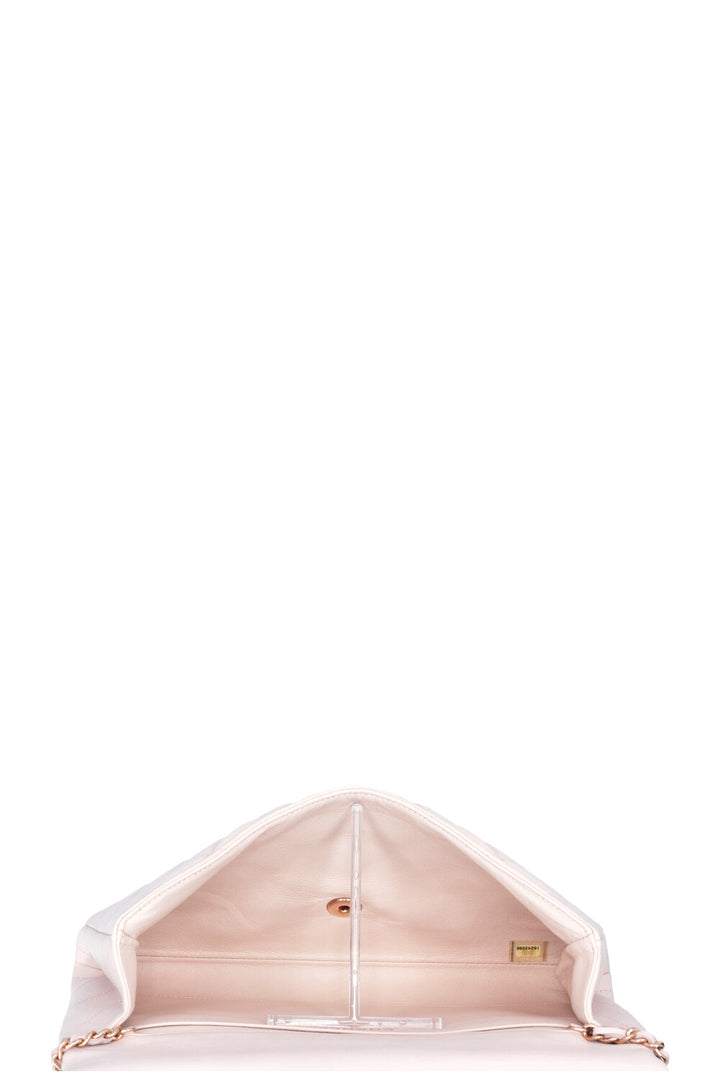 CHANEL Quilted Flap Clutch On Chain Leather Blush