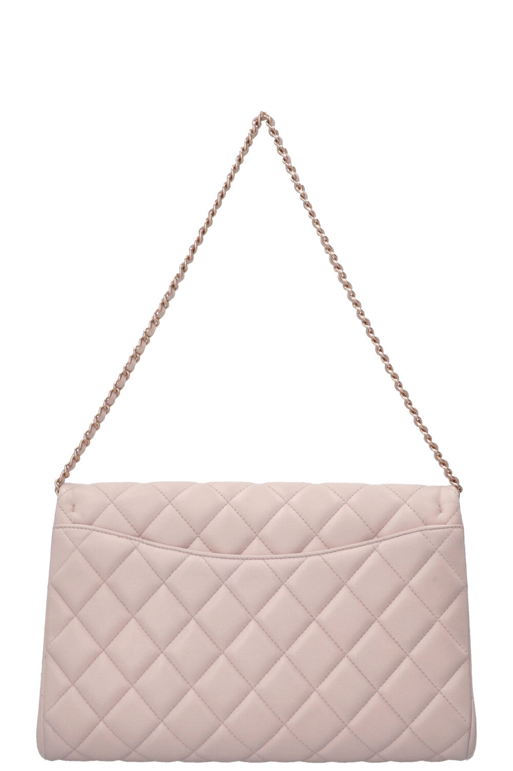 CHANEL Quilted Flap Clutch On Chain Leather Blush