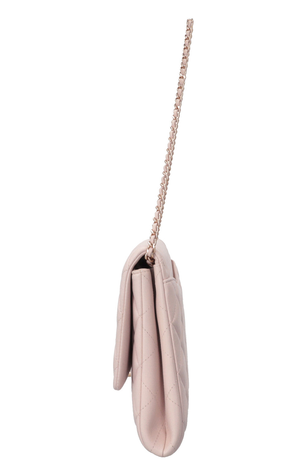 CHANEL Quilted Flap Clutch On Chain Leather Blush