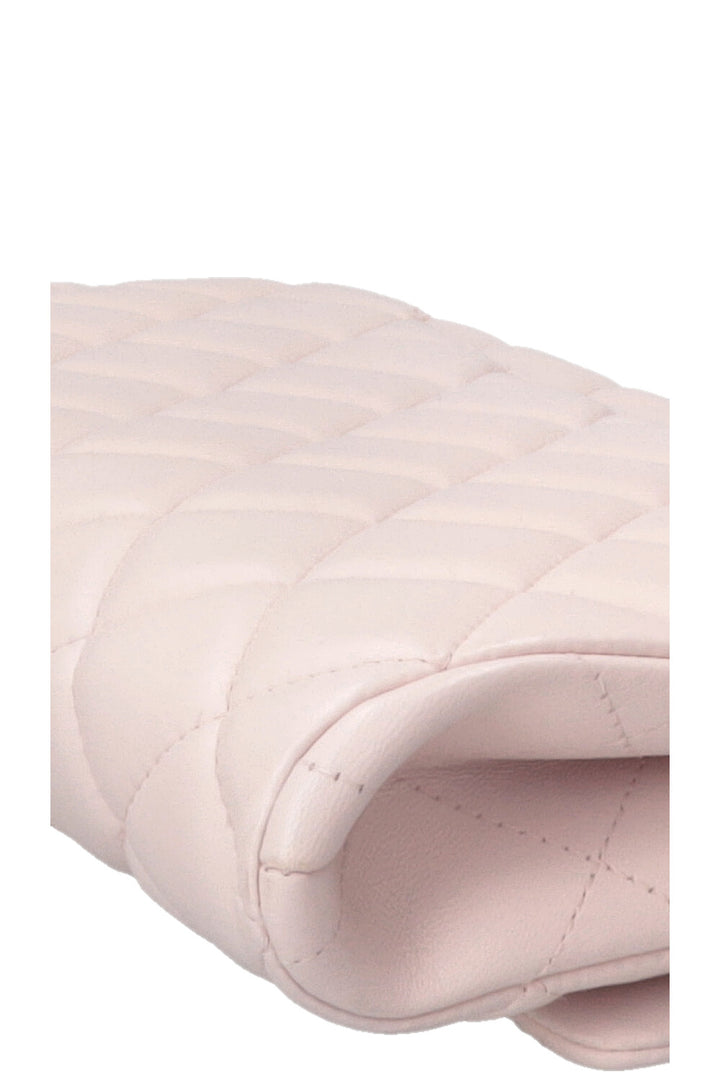 CHANEL Quilted Flap Clutch On Chain Leather Blush