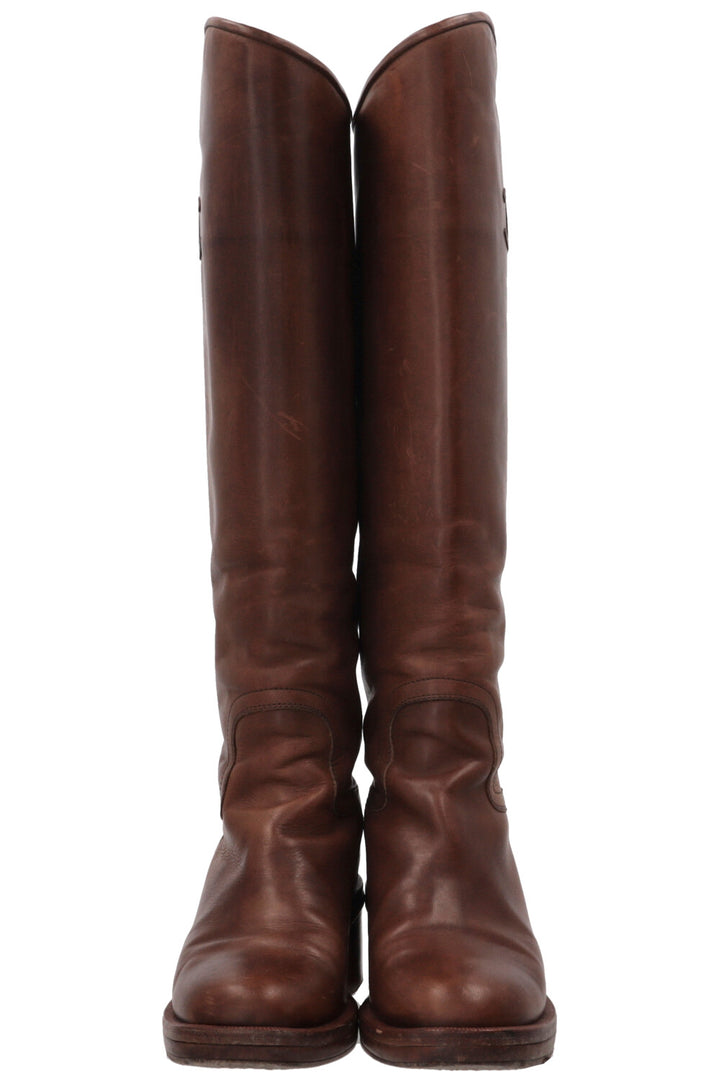 CHANEL Riding Boots Leather Camel