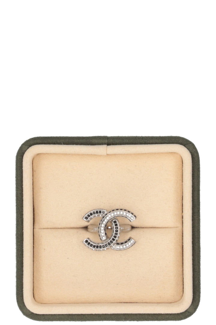 CHANEL Ring CC Strass Silver
