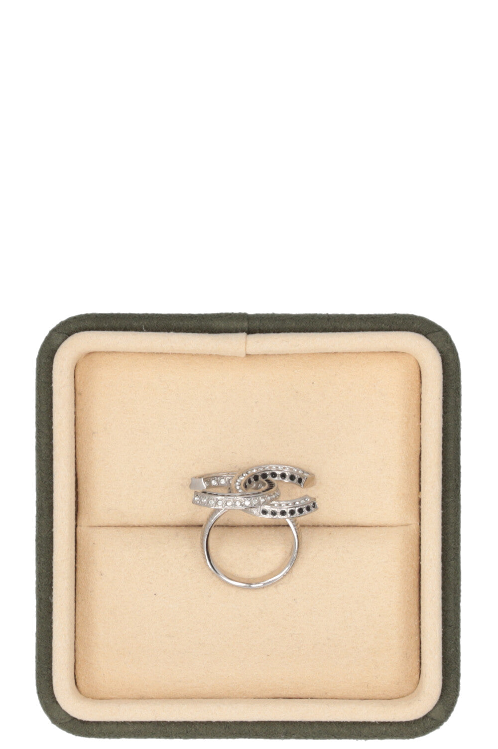 CHANEL Ring CC Strass Silver