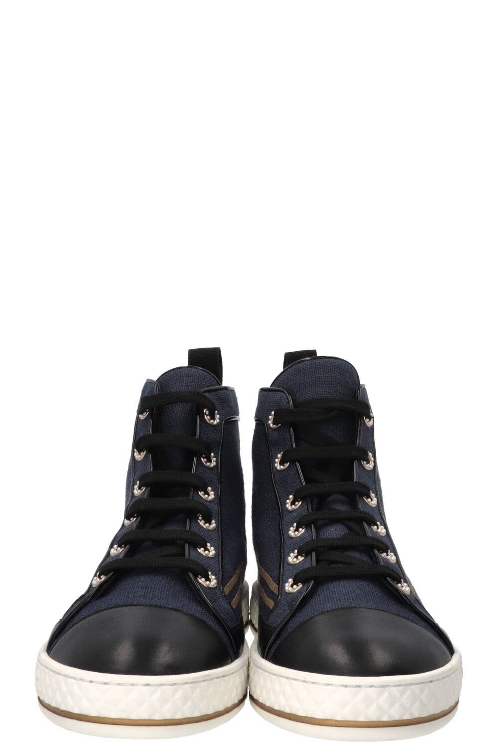 CHANEL Sailor CC High Top Sneaker Canvas Navy Gold