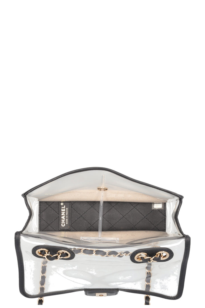 CHANEL Sand By The Sea Single Flap Bag Medium PVC Leather Black