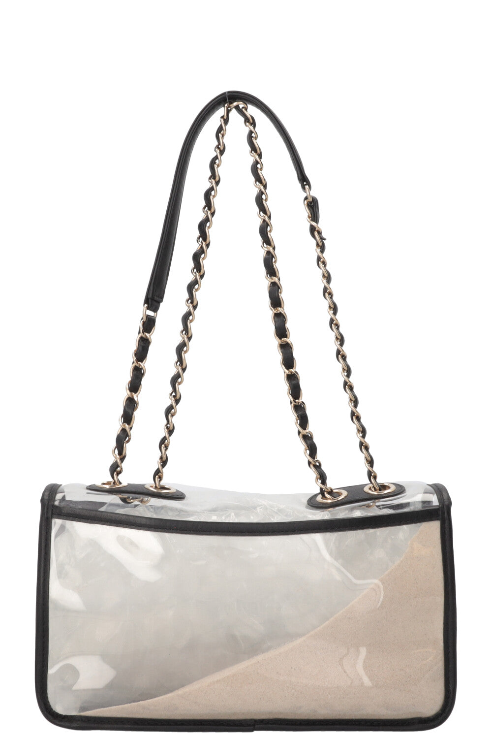 CHANEL Sand By The Sea Single Flap Bag Medium PVC Leather Black
