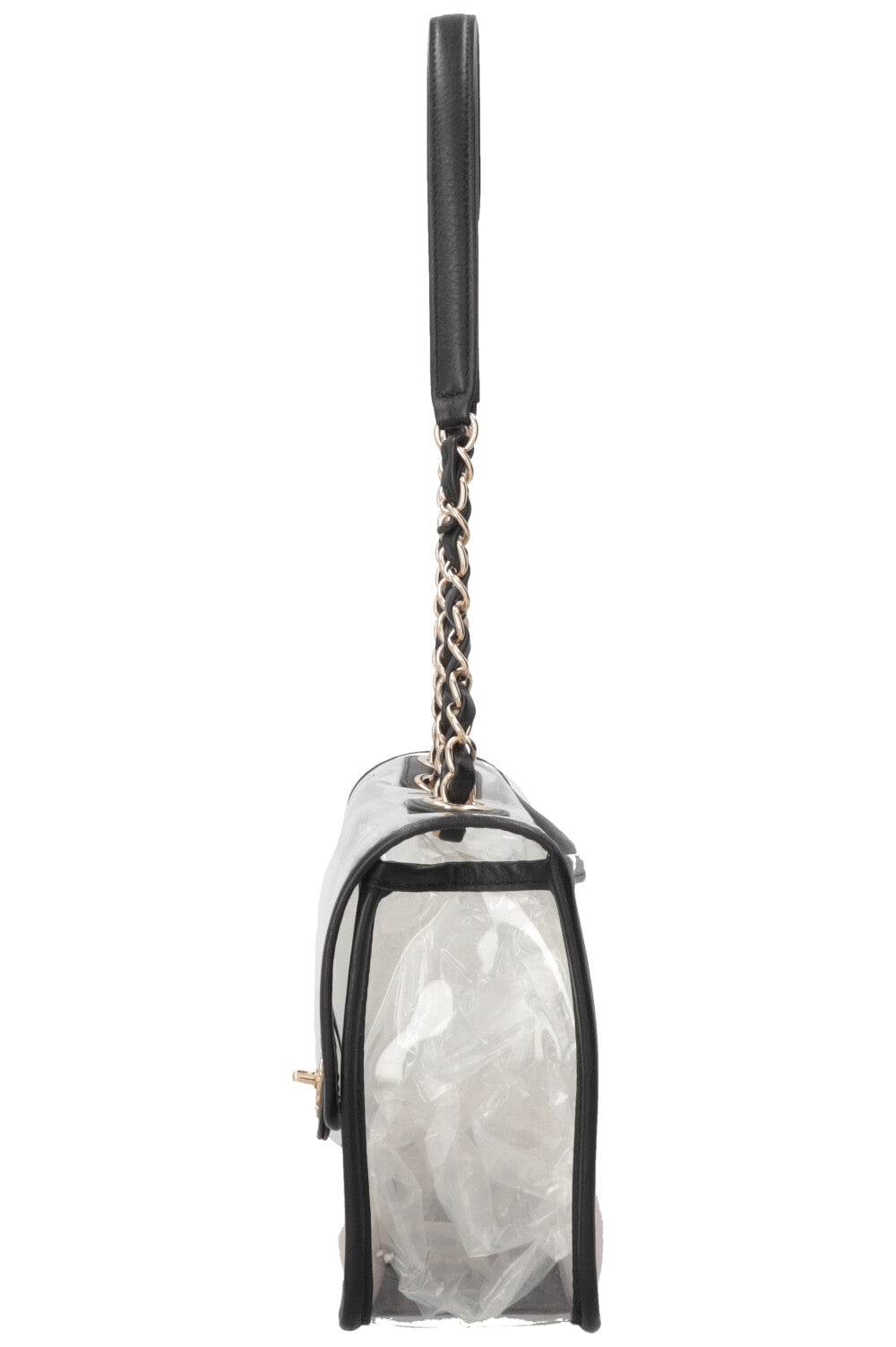 CHANEL Sand By The Sea Single Flap Bag Medium PVC Leather Black