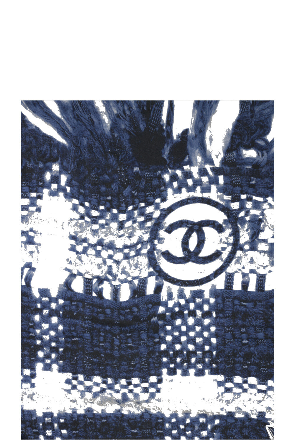 CHANEL Silk Scarf Blue White