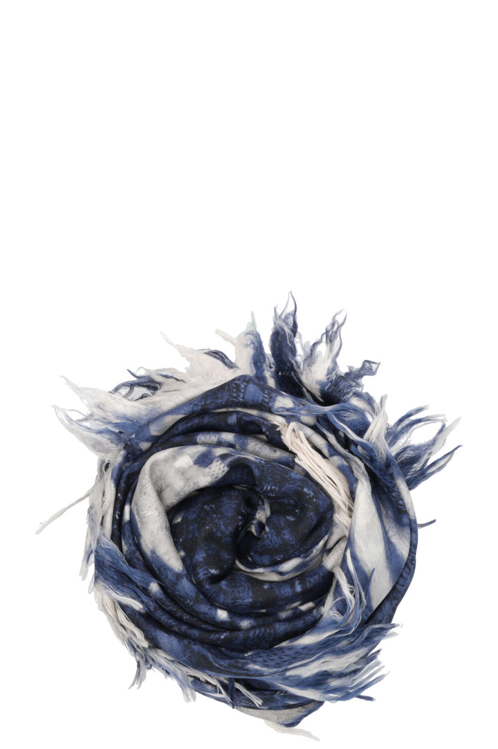 CHANEL Silk Scarf Blue White