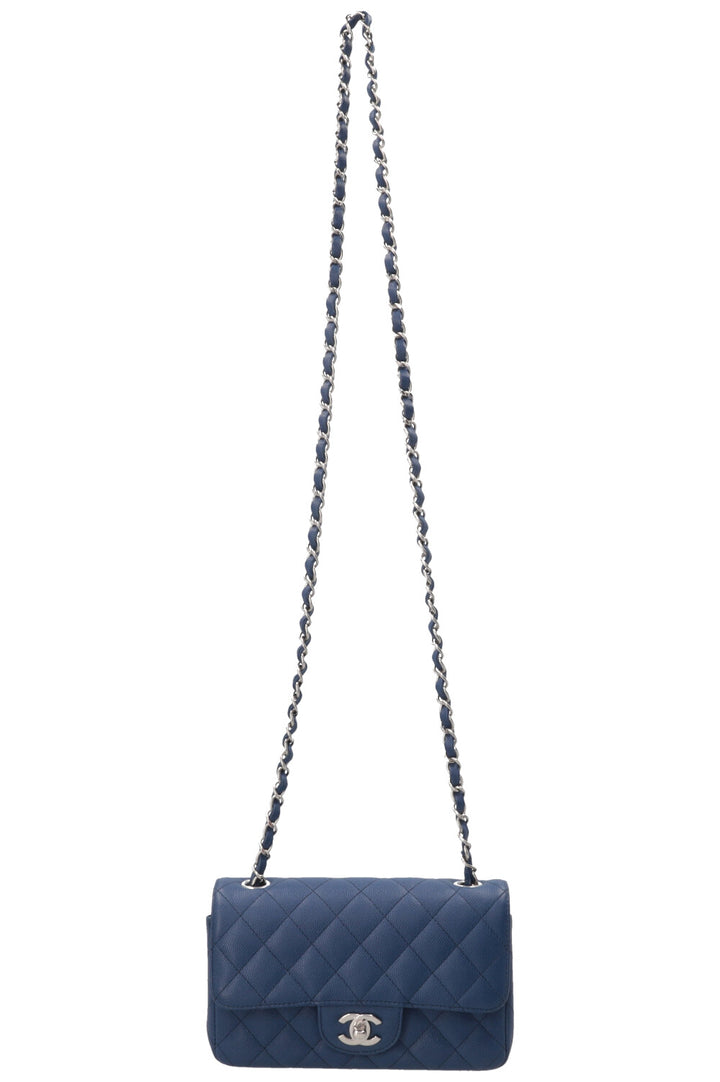 CHANEL Single Flap Bag Caviar Blue