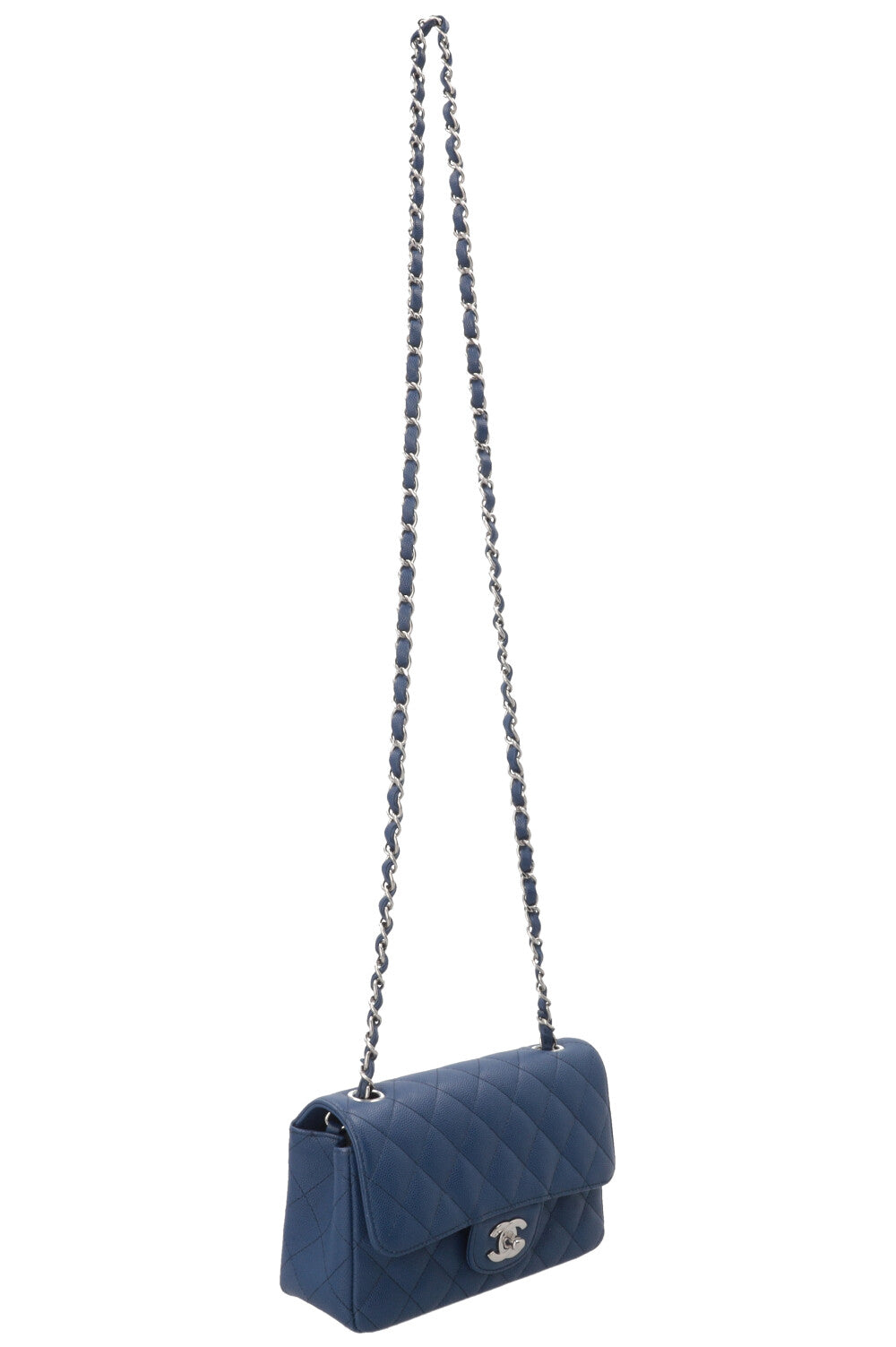 CHANEL Single Flap Bag Caviar Blue