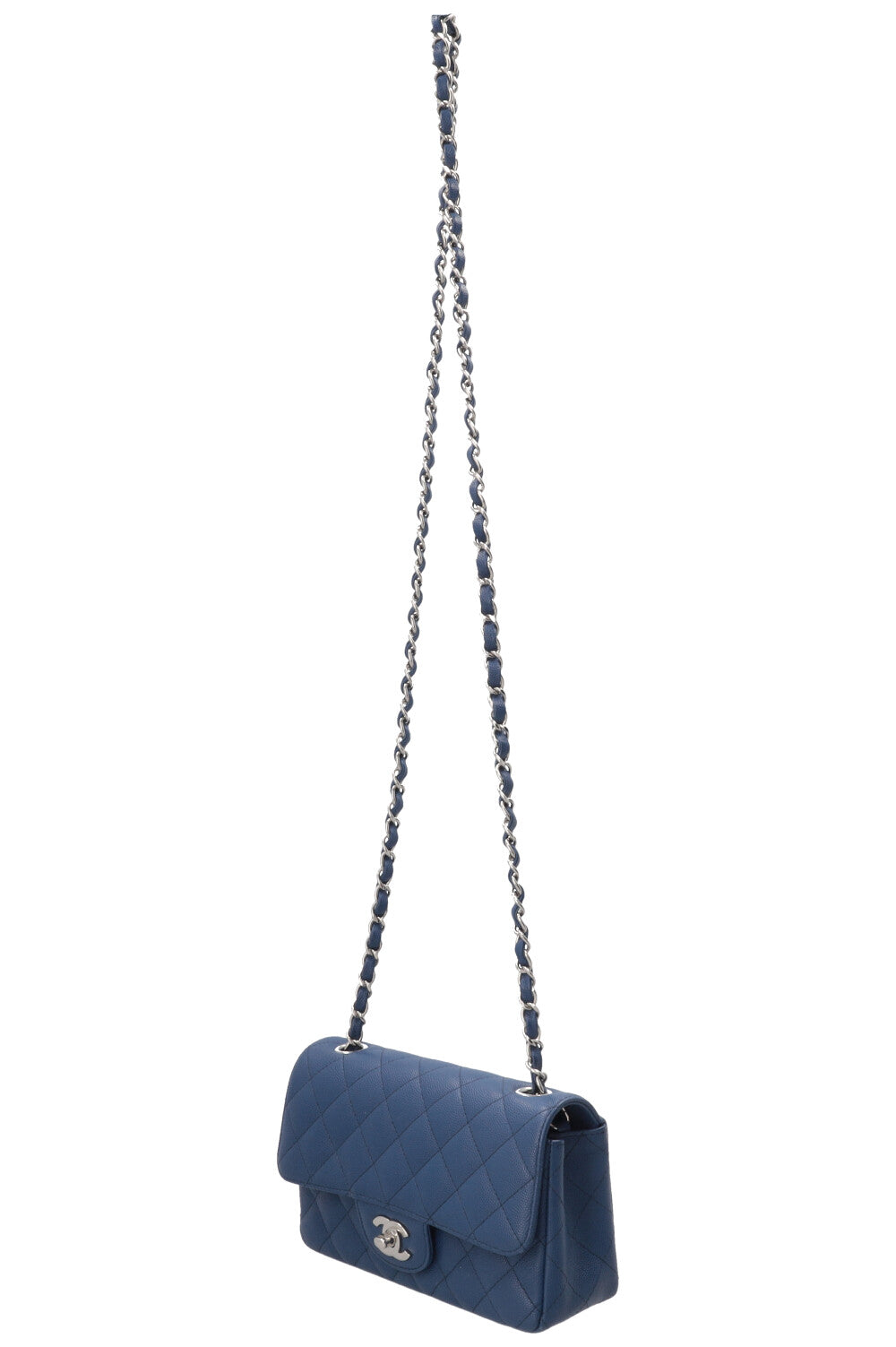 CHANEL Single Flap Bag Caviar Blue