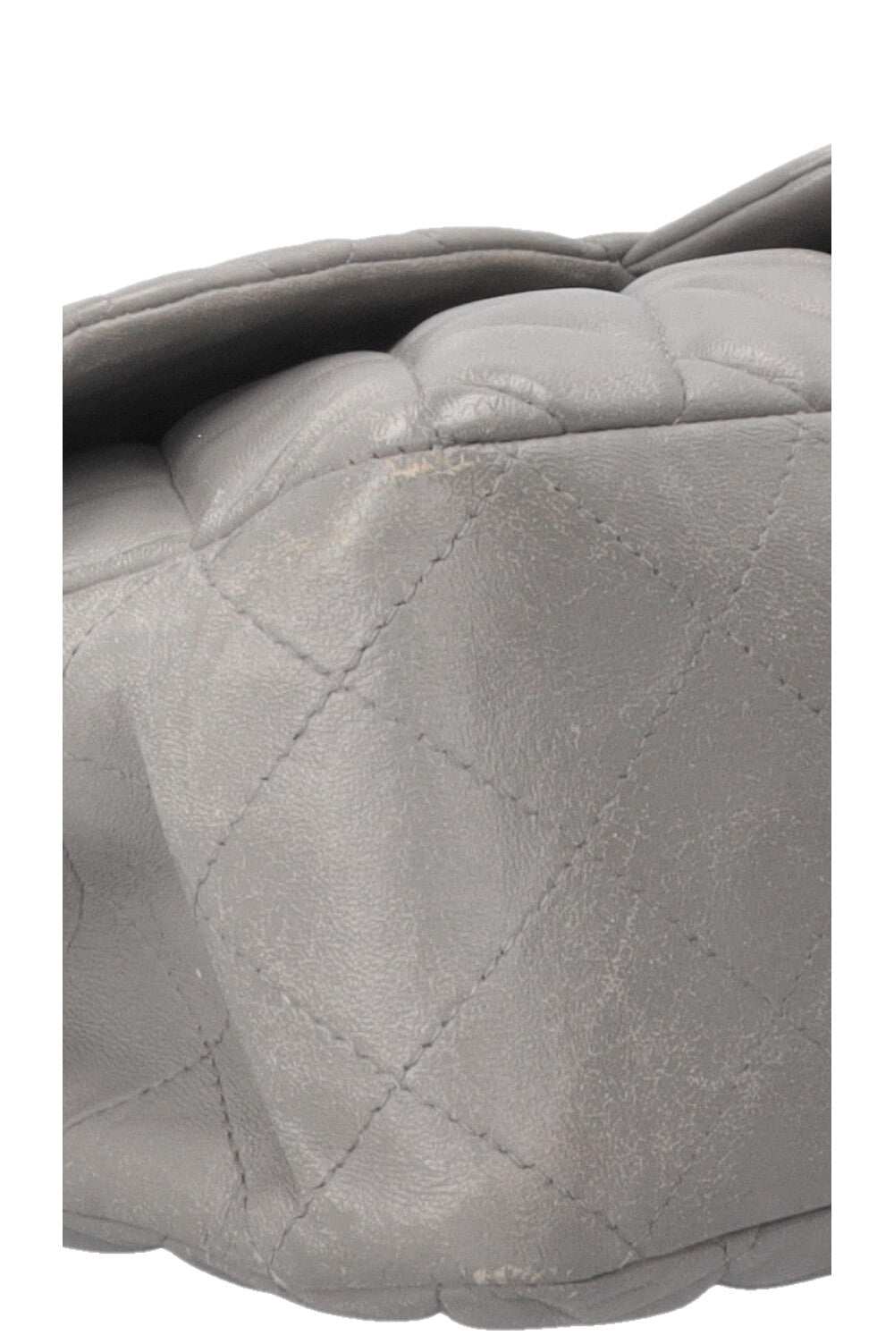 Sac CHANEL à rabat simple grand modèle en cuir gris