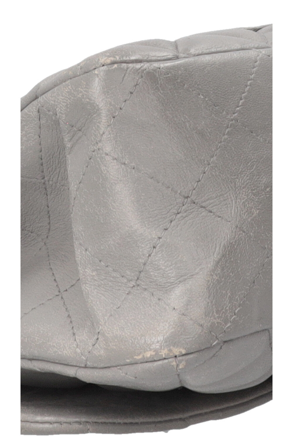 Sac CHANEL à rabat simple grand modèle en cuir gris