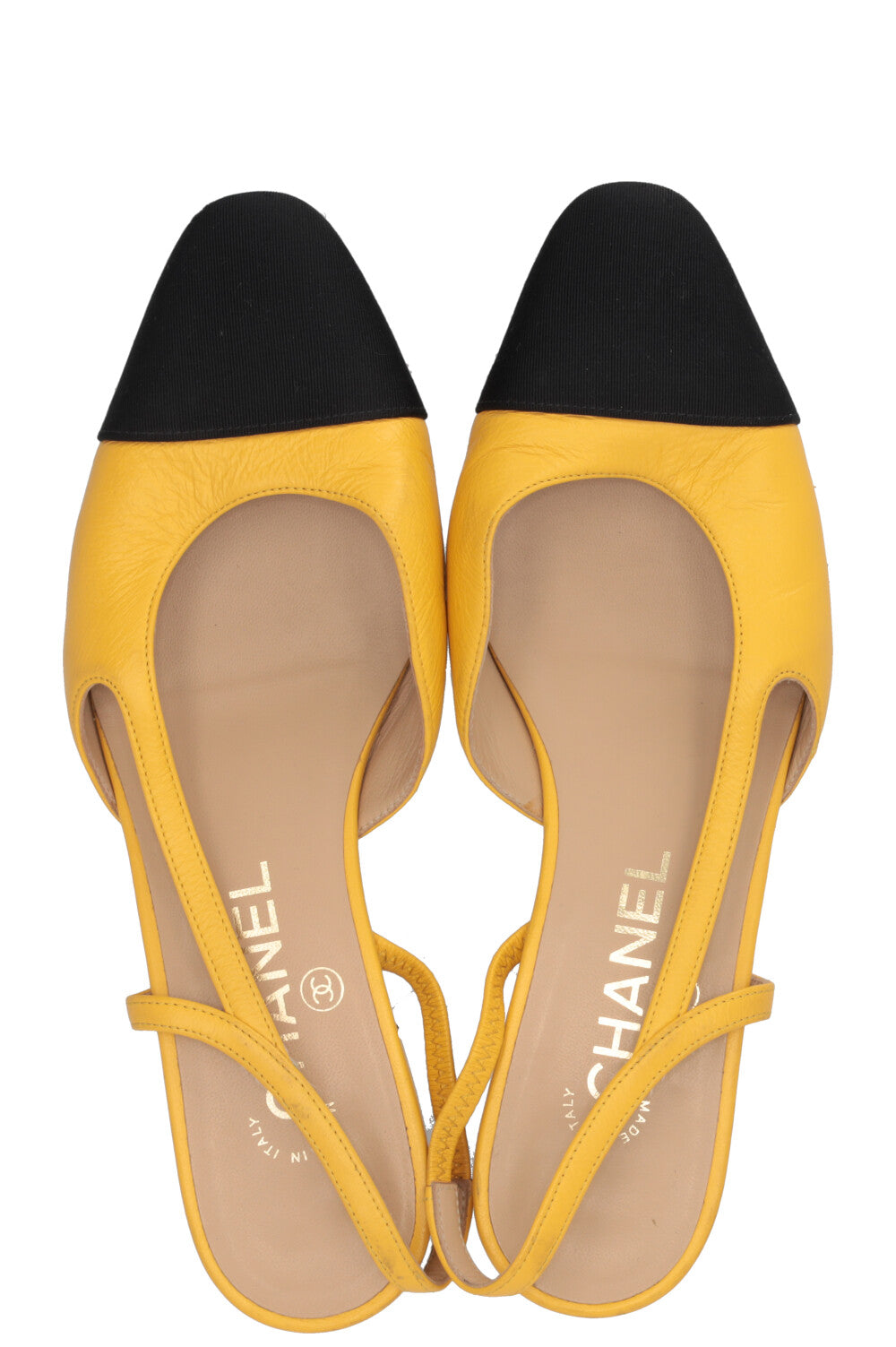 Ballerines slingback CHANEL en cuir jaune