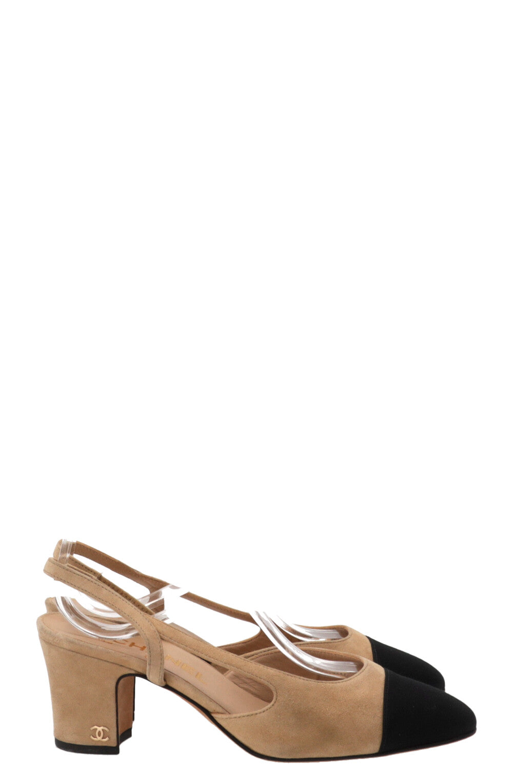 CHANEL Slingback Pumps Suede Beige