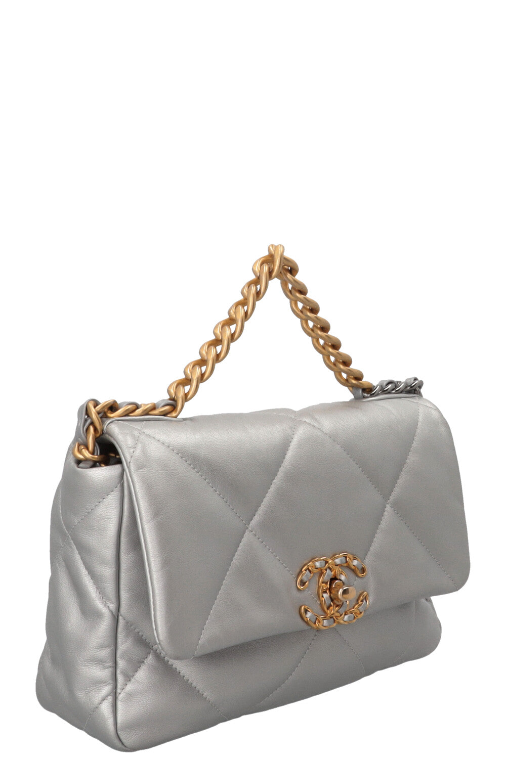 CHANEL Small 19 Bag Lambskin Silver