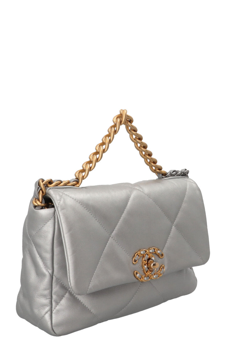CHANEL Small 19 Bag Lambskin Silver