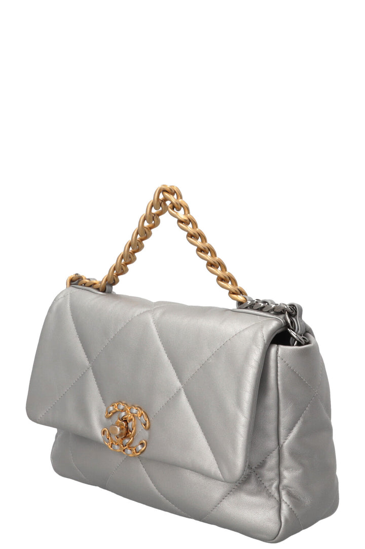CHANEL Small 19 Bag Lambskin Silver