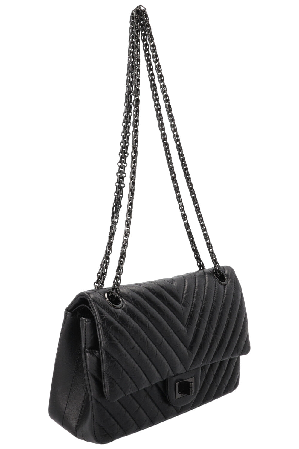 CHANEL Petit 2.55 So Black Veau Chevron Noir