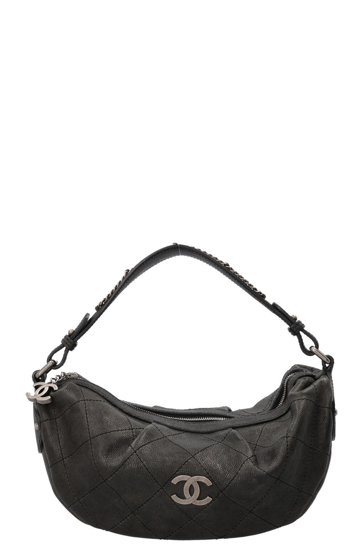 CHANEL Small Outdoor Shoulder Bag Caviar Leather Black