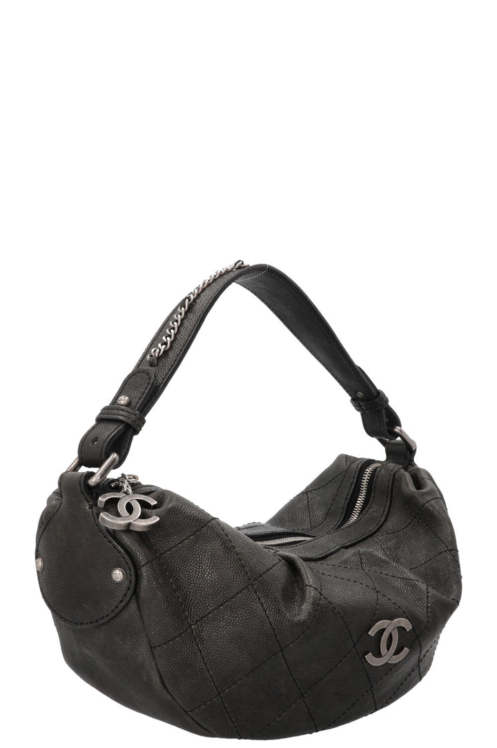CHANEL Small Outdoor Shoulder Bag Caviar Leather Black