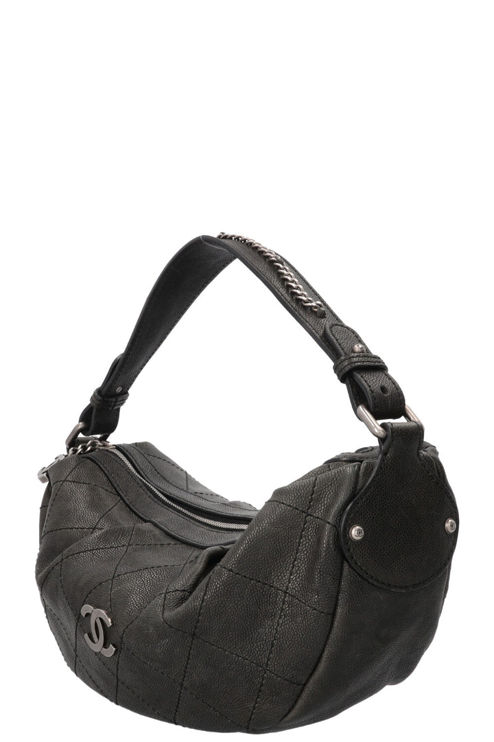 CHANEL Small Outdoor Shoulder Bag Caviar Leather Black