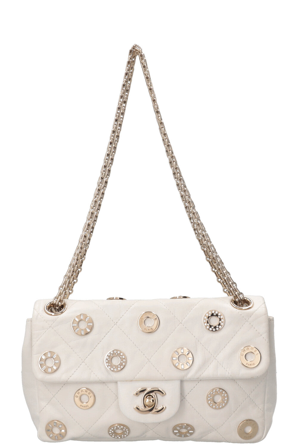 CHANEL Small Star Attitude Flap Bag Leather White
