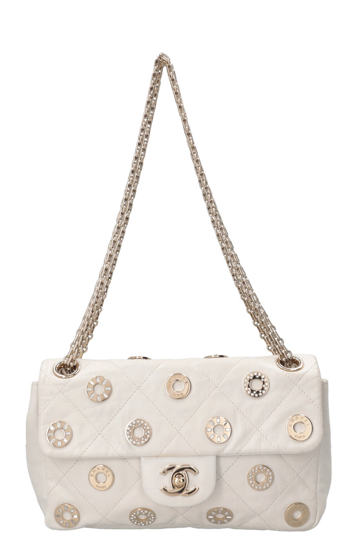 CHANEL Small Star Attitude Flap Bag Leather White