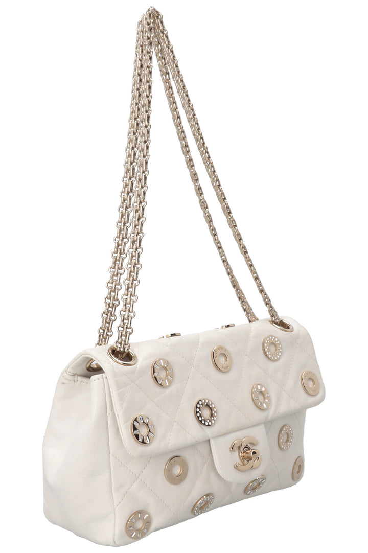 CHANEL Small Star Attitude Flap Bag Leather White