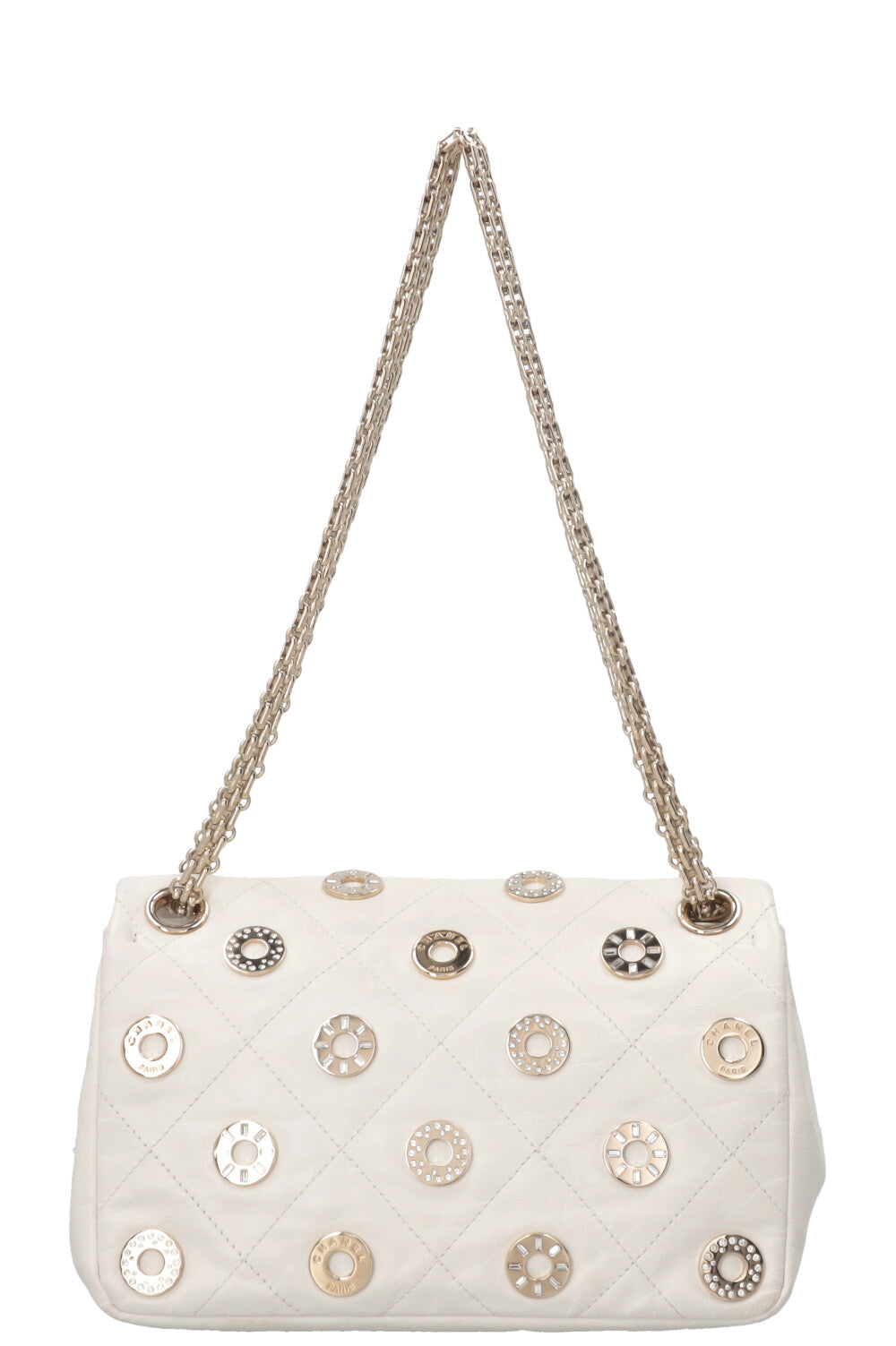CHANEL Small Star Attitude Flap Bag Leather White