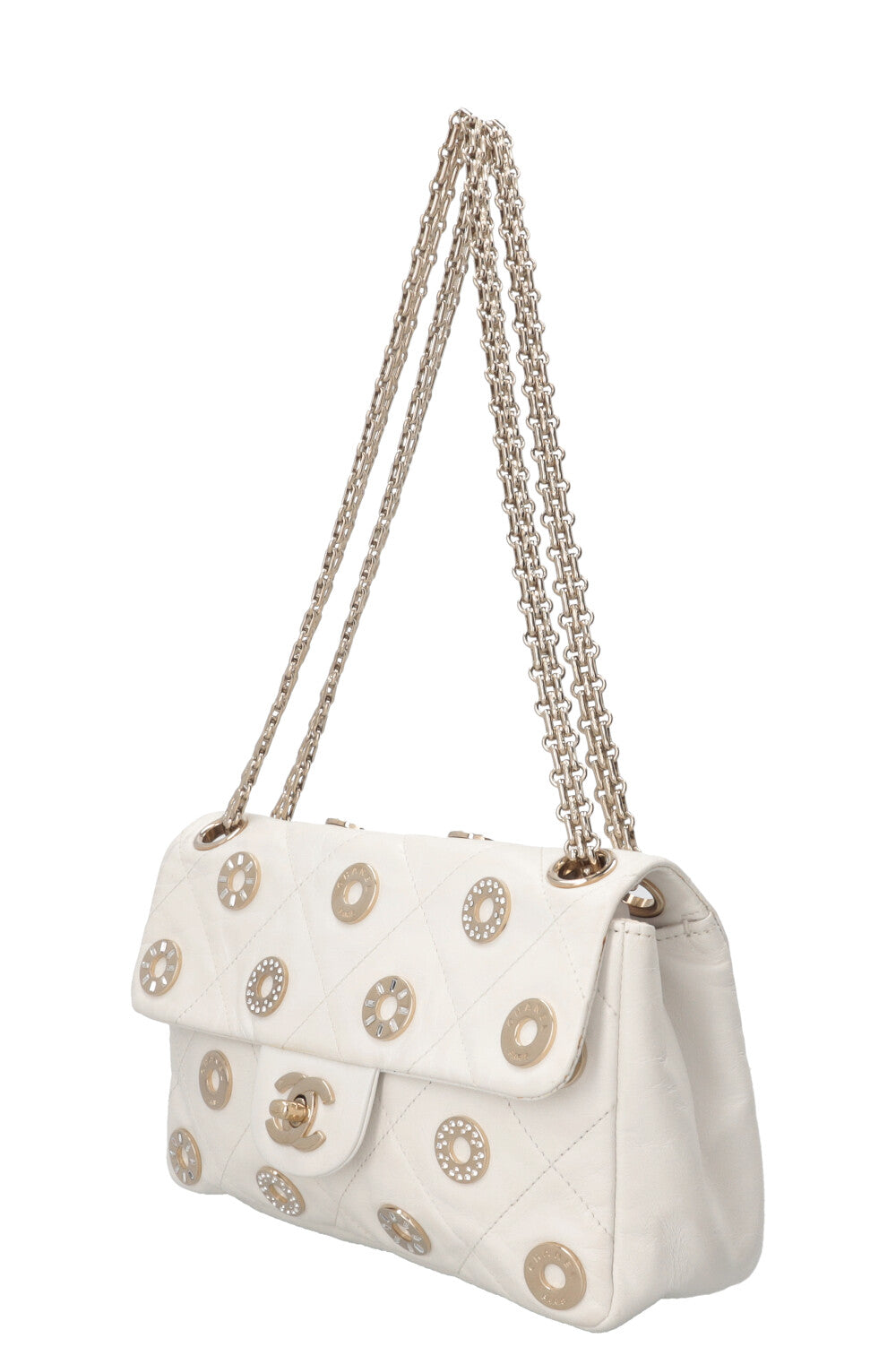 CHANEL Small Star Attitude Flap Bag Leather White