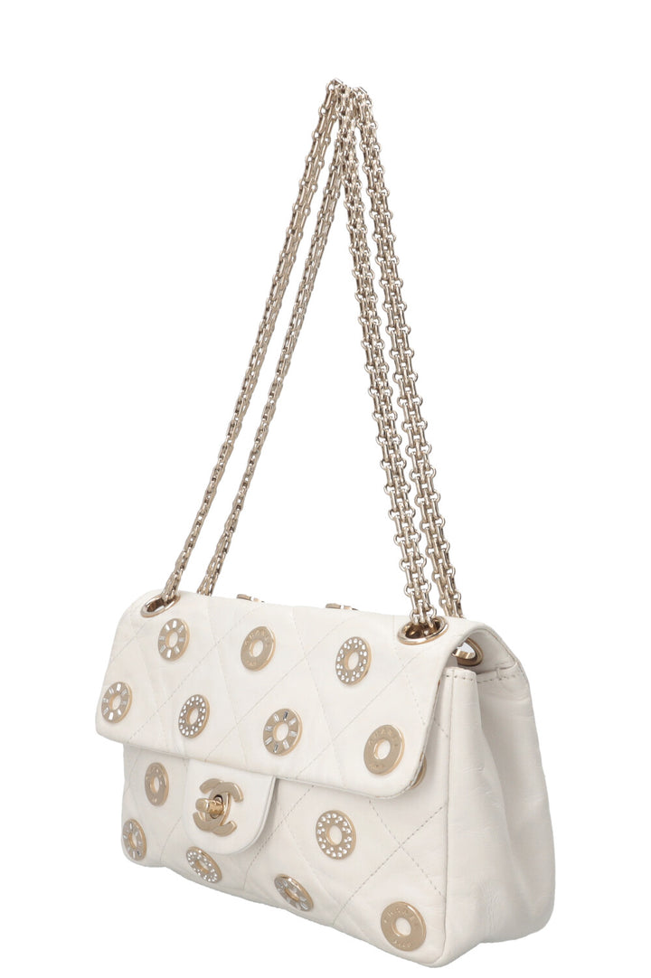 CHANEL Small Star Attitude Flap Bag Leather White