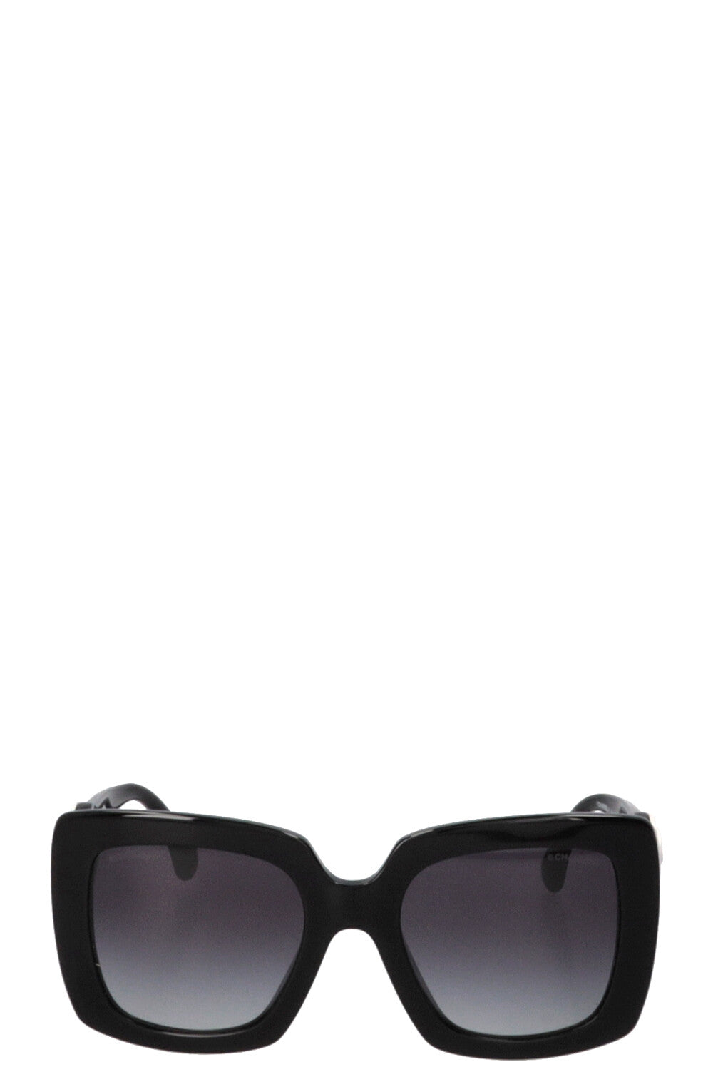 CHANEL Sunglasses Leather Black White 5474-Q