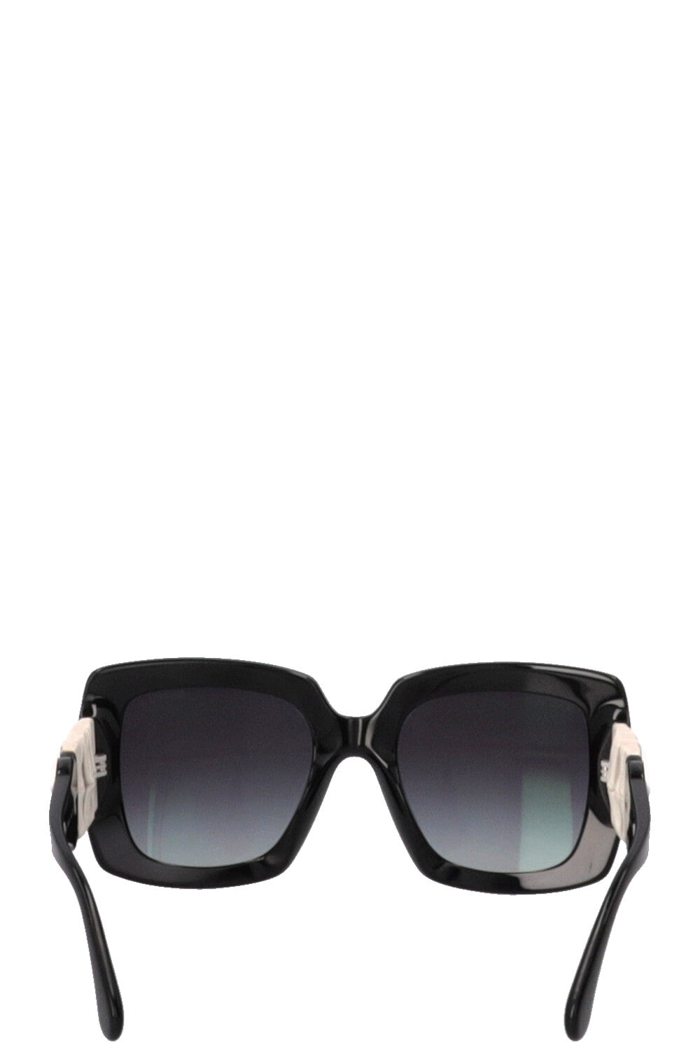 CHANEL Sunglasses Leather Black White 5474-Q