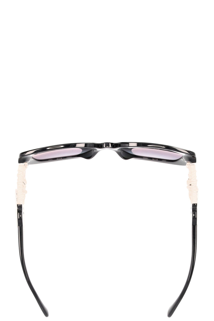 CHANEL Sunglasses Leather Black White 5474-Q