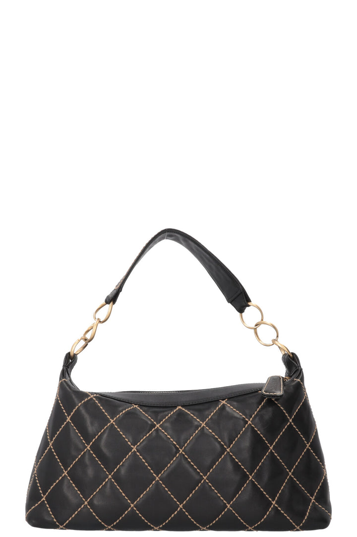 Sac bandoulière CHANEL Surpique CC en cuir noir
