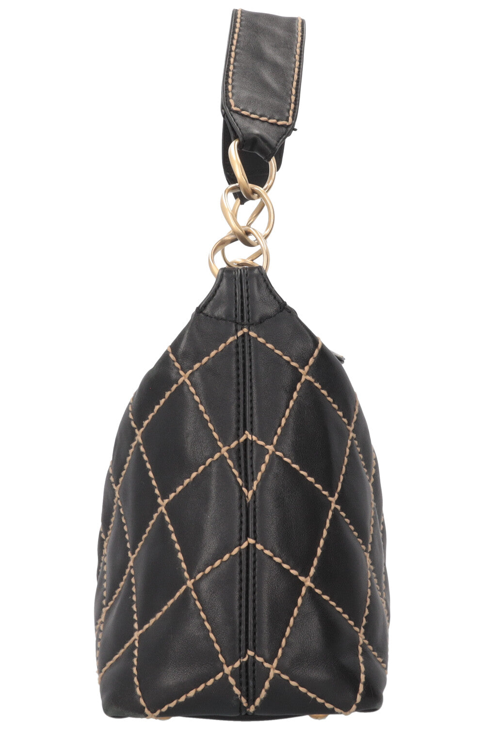 Sac bandoulière CHANEL Surpique CC en cuir noir