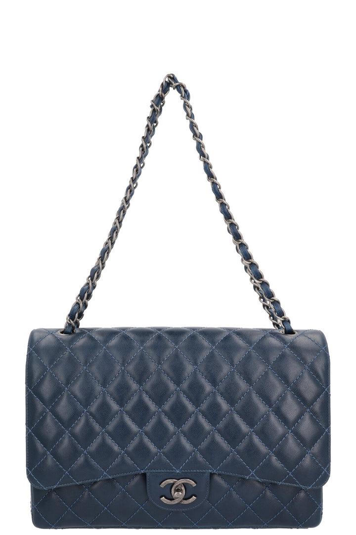 CHANEL Timeless Maxi Double Flap Bag Caviar Navy