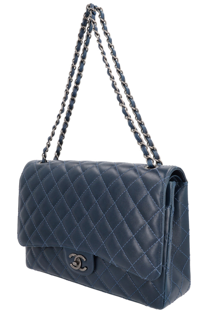 CHANEL Timeless Maxi Double Flap Bag Caviar Navy