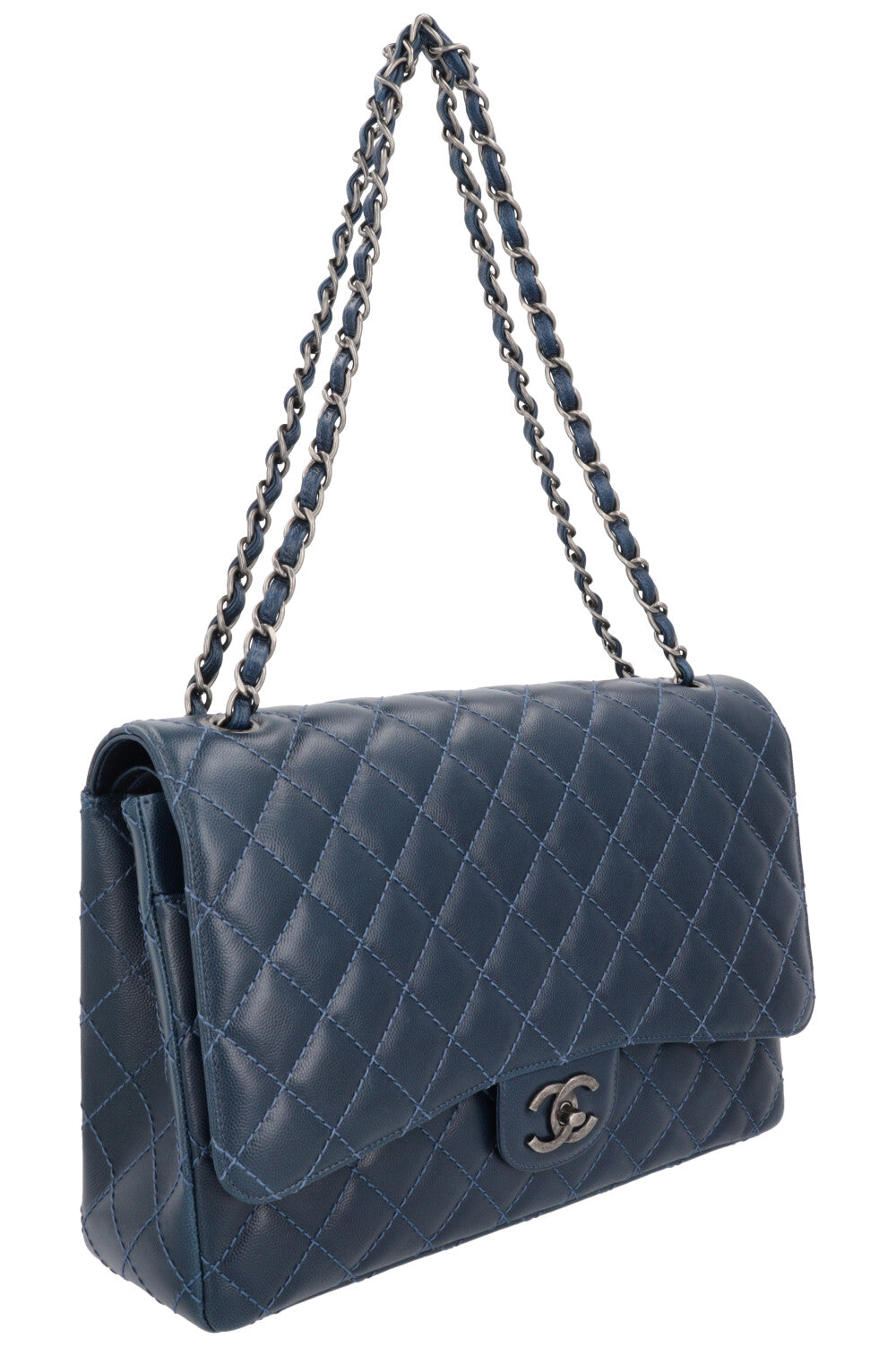 CHANEL Timeless Maxi Double Flap Bag Caviar Navy
